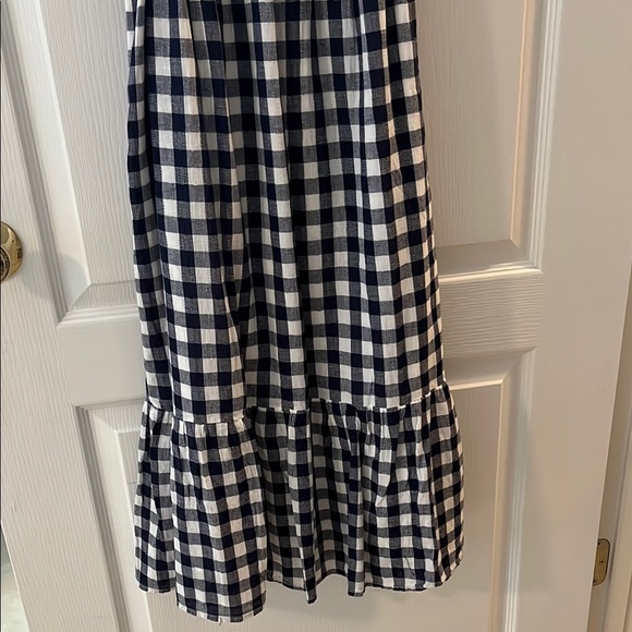 Old Navy Blue Checkered Midi Dress with Ruffle Sleeves - Picture 5 of 8
